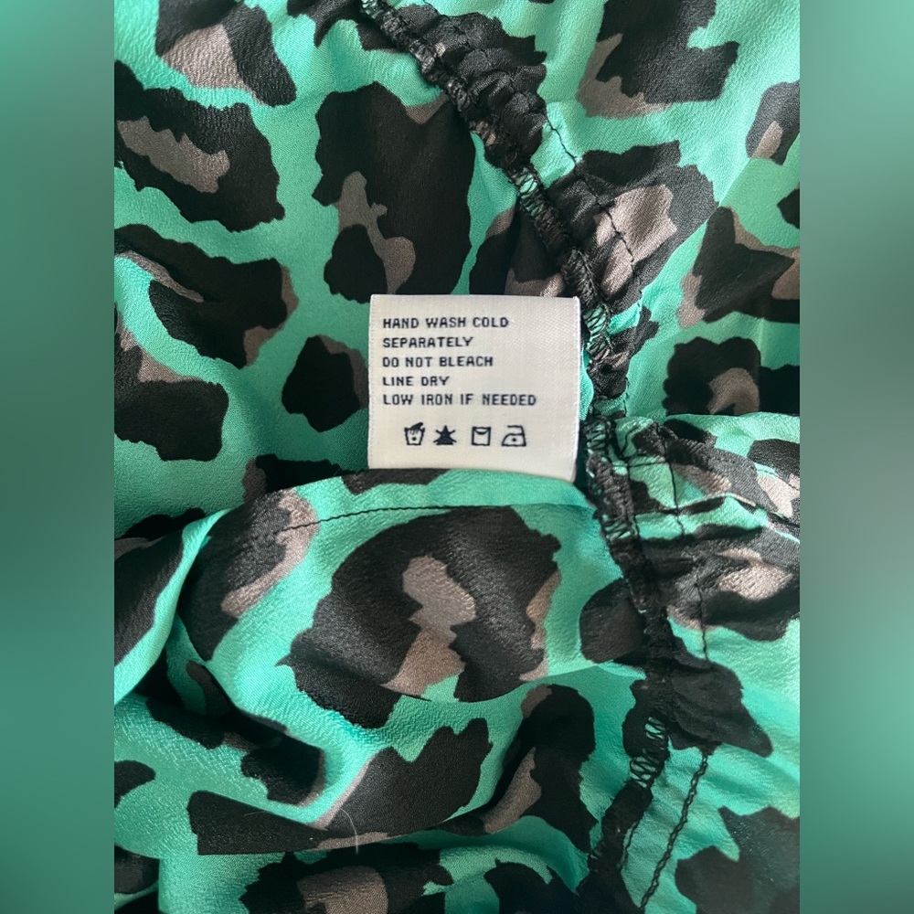 Turquoise and Black Leopard Print Blouse - Picture 12 of 14